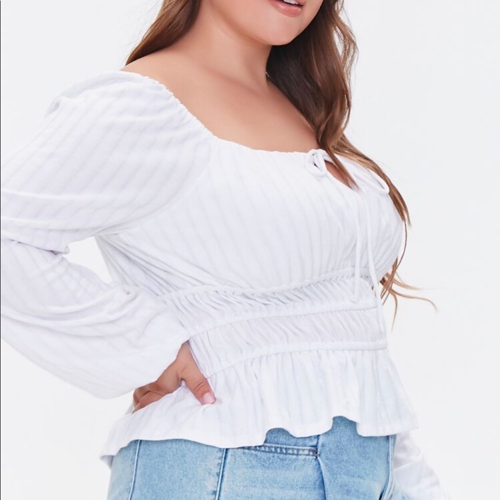 Forever 21 Plus Ribbed Peasant Top - Picture 3 of 4
